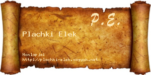 Plachki Elek névjegykártya